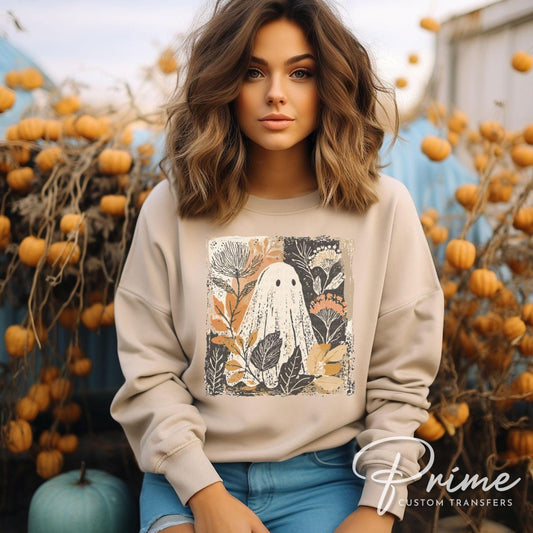 Halloween DTF Transfers, Ready to Press, T-shirt Transfers, Heat Transfer, Direct to Film, Popular, Trendy, Fall, Floral, Autumn Boho Ghost