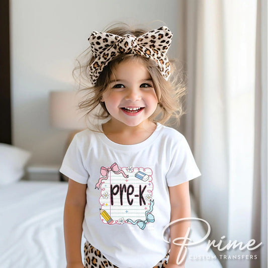 Back to School DTF Transfer, Ready to Press, T-shirt Transfer, Heat Transfer, Direct to Film, Preschool, Coquette First Day Of School, Pre-K