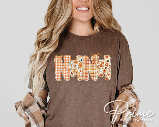 Coquette Preppy Floral Fall Nana DTF Transfer, Ready to Press, T-shirt Transfers, Direct to Film, Lace, Ribbon, Autumn, Gift for Nana