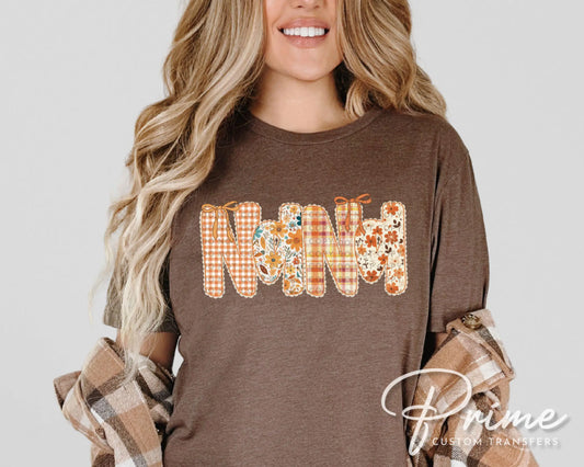 Coquette Preppy Floral Fall Nana DTF Transfer, Ready to Press, T-shirt Transfers, Direct to Film, Lace, Ribbon, Autumn, Gift for Nana