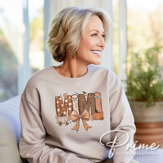 Coquette Fall Doodle Mimi DTF Transfer, Ready to Press, T-shirt Transfers, Direct to Film, Lace, Ribbon, Pumpkins, Autumn, Gift for Mimi