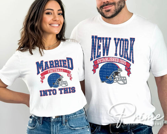 New York Football DTF Transfers, Ready to Press, T-shirt Transfers, Heat Transfer, Direct to Film, Sports, Wife Matching, Married Into This