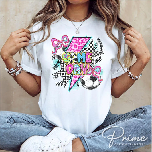 Soccer DTF Transfer, Ready to Press, T-shirt Transfer, Heat Transfer, Direct to Film, Cold Peel, Sports Mom, Girly, Game Day, Coquette