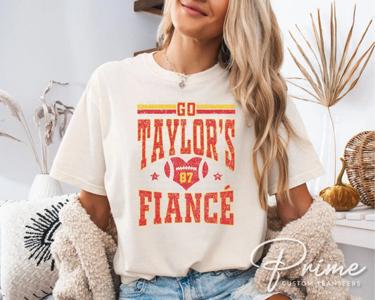 Go Taylor's Fiancé DTF Transfer, Ready to Press, T-shirt Transfer, Heat Transfer, Direct to Film, Football Shirt Decal, Game Day, Trendy
