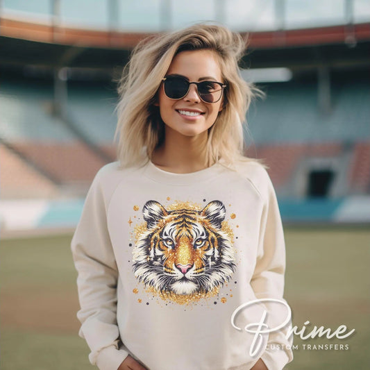 Tiger Mascot DTF Transfer, Ready to Press, T-shirt Transfer, Heat Transfer, Direct to Film, Football, Baseball, Basketball, FAUX Glitter