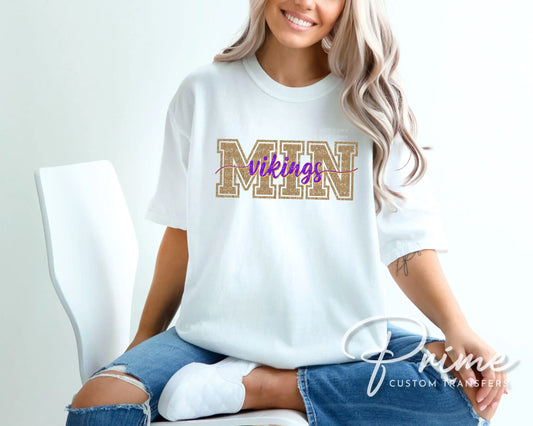 Minnesota Football DTF Transfer | FAUX Glitter Effect | Direct to Film