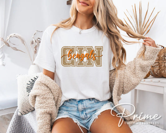 Cincinnati Football DTF Transfer | Direct to Film | Faux Glitter Effect