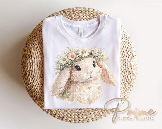 Easter Bunny DTF Transfer, Faux Embroidery, Ready to Press