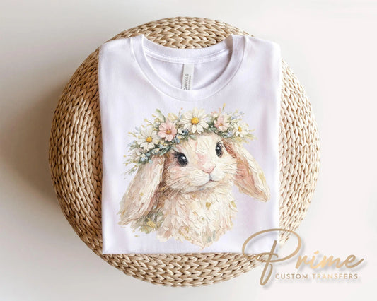 Easter Bunny DTF Transfer, Faux Embroidery, Ready to Press