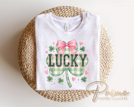 Preppy Lucky Clover DTF Transfer, St. Patrick's Day Tshirt, Direct to Film