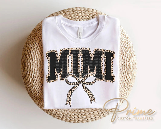 Coquette Mimi Leopard Print DTF Transfer, Tshirt Design for Grandma