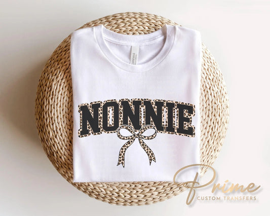 Coquette Nonnie Leopard Print DTF Transfer, Tshirt Design for Grandma