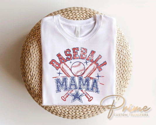 Retro Baseball Mama DTF Transfer | Ready to Press, Sports Mom Tshirt Design