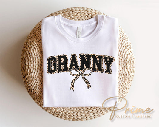 Coquette Granny Leopard Print DTF Transfer, Tshirt Design for Grandma