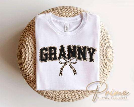 Coquette Granny Leopard Print DTF Transfer, Tshirt Design for Grandma