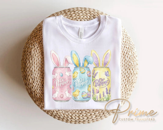 Retro Bunny Soda Cans DTF Transfer, Ready to Press, Easter Tshirt Design
