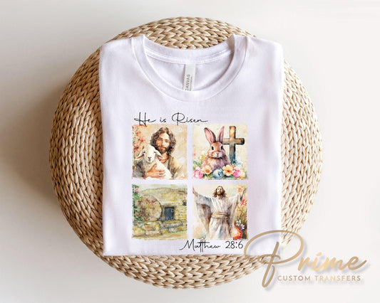 He is Risen DTF Transfer, Christian Easter T-shirt Design