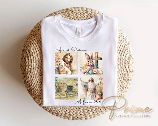 He is Risen DTF Transfer, Christian Easter T-shirt Design