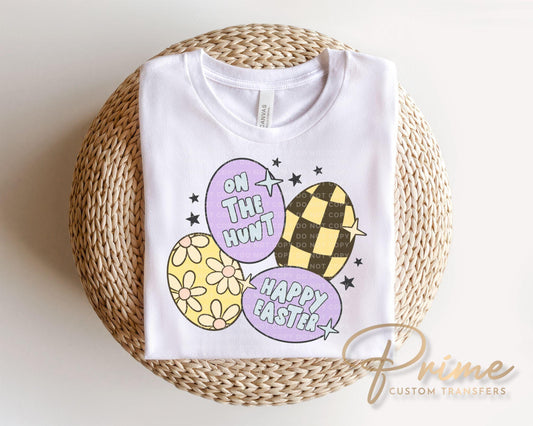 Retro Groovy Easter Eggs DTF Transfer | Ready to Press, Kids Tshirt Design
