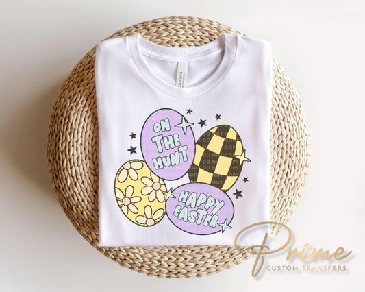 Retro Groovy Easter Eggs DTF Transfer | Ready to Press, Kids Tshirt Design
