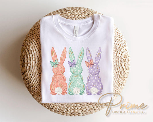 Pastel Easter Bunnies DTF Transfer, Easter T-shirt Design