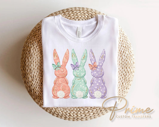 Pastel Easter Bunnies DTF Transfer, Easter T-shirt Design