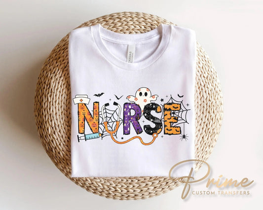 Nurse Halloween Doodle DTF Transfer, Ready to Press, Fall Tshirt Design