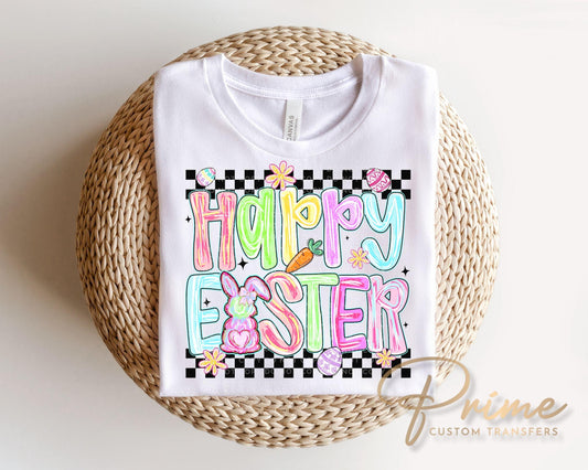 Coquette Happy Easter DTF Transfer, Brushstroke Tshirt Design