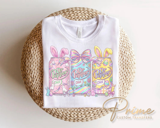 Retro Bunny Diet Soda Cans DTF Transfer, Ready to Press, Easter Tshirt Design