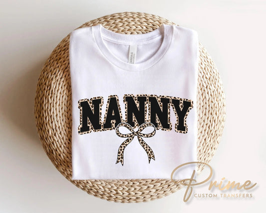 Coquette Nanny Leopard Print DTF Transfer, Tshirt Design for Grandma
