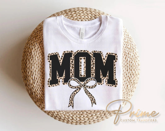 Coquette Mom Leopard Print DTF Transfer, Mother's Day Tshirt Design