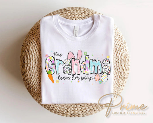 This Grandma Loves Her Peeps DTF Transfer | Easter Tshirt Design