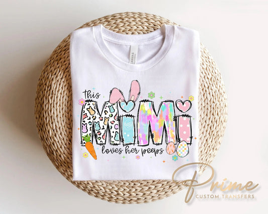 This Mimi Loves Her Peeps DTF Transfer | Grandma Easter Tshirt Design