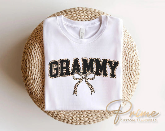 Coquette Grammy Leopard Print DTF Transfer, Tshirt Design for Grandma