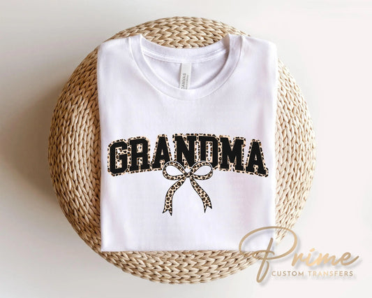 Coquette Grandma Leopard Print DTF Transfer | Ready to Press, Tshirt Design for Mother's Day