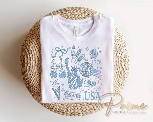 America Coquette DTF Transfer, Ready to Press, 4th of July Tshirt Design