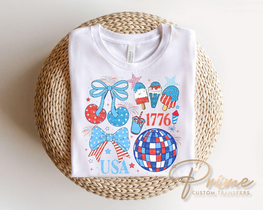 America Coquette DTF Transfer, Ready to Press, 4th of July Tshirt Design
