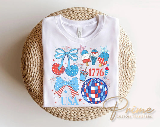 America Coquette DTF Transfer, Ready to Press, 4th of July Tshirt Design