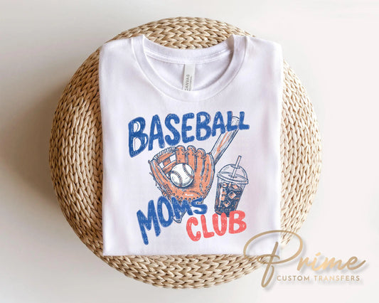 Baseball Moms Club DTF Transfer | Game Day Tshirt Design