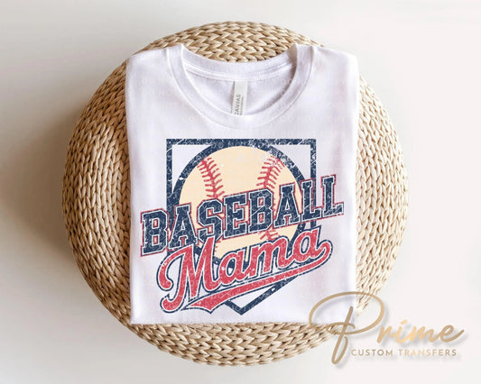 Retro Baseball Mama DTF Transfer, Ready to Press, Sports Mom Tshirt Design