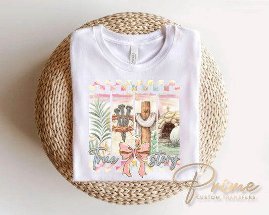 He Is Risen Easter DTF Transfer, Coquette Christian T-shirt Design