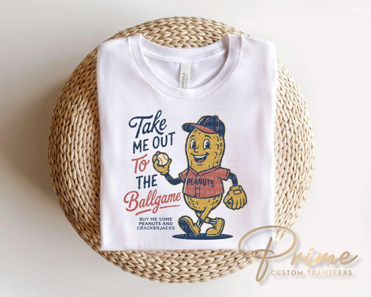 Take Me Out To The Ballgame DTF Transfer, Ready to Press, Baseball Mascot Tshirt Design