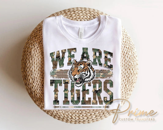 Camo Tiger Mascot DTF Transfer, School Spirit Tshirt Design