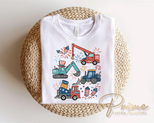 Patriotic Trucks DTF Transfer, Memorial Day, 4th of July Boy Tshirt Design