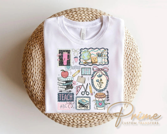 Teacher Life Collage DTF transfer, Back to School Tshirt, Teacher Appreciation Gift