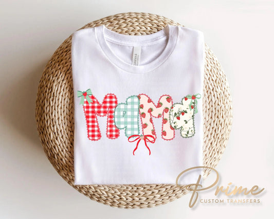 Coquette Strawberry Mama DTF Transfer, Spring T-shirt Transfer, Mother's Day Gift for Mom