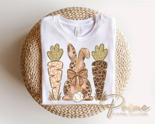 Leopard Easter Bunny DTF Transfer, Ready to Press, Trendy T-shirt Design
