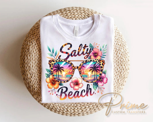 Salty Beach DTF Transfer, Ready to Press, Summer Vacation T-shirt Design