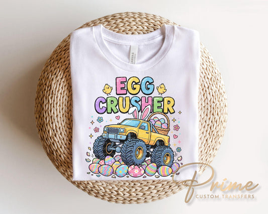 Monster Truck Egg Crusher DTF Transfer, Kid's Easter Tshirt Design