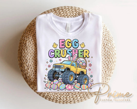 Monster Truck Egg Crusher DTF Transfer, Kid's Easter Tshirt Design